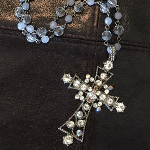 Boutique rhinestone cross necklace.